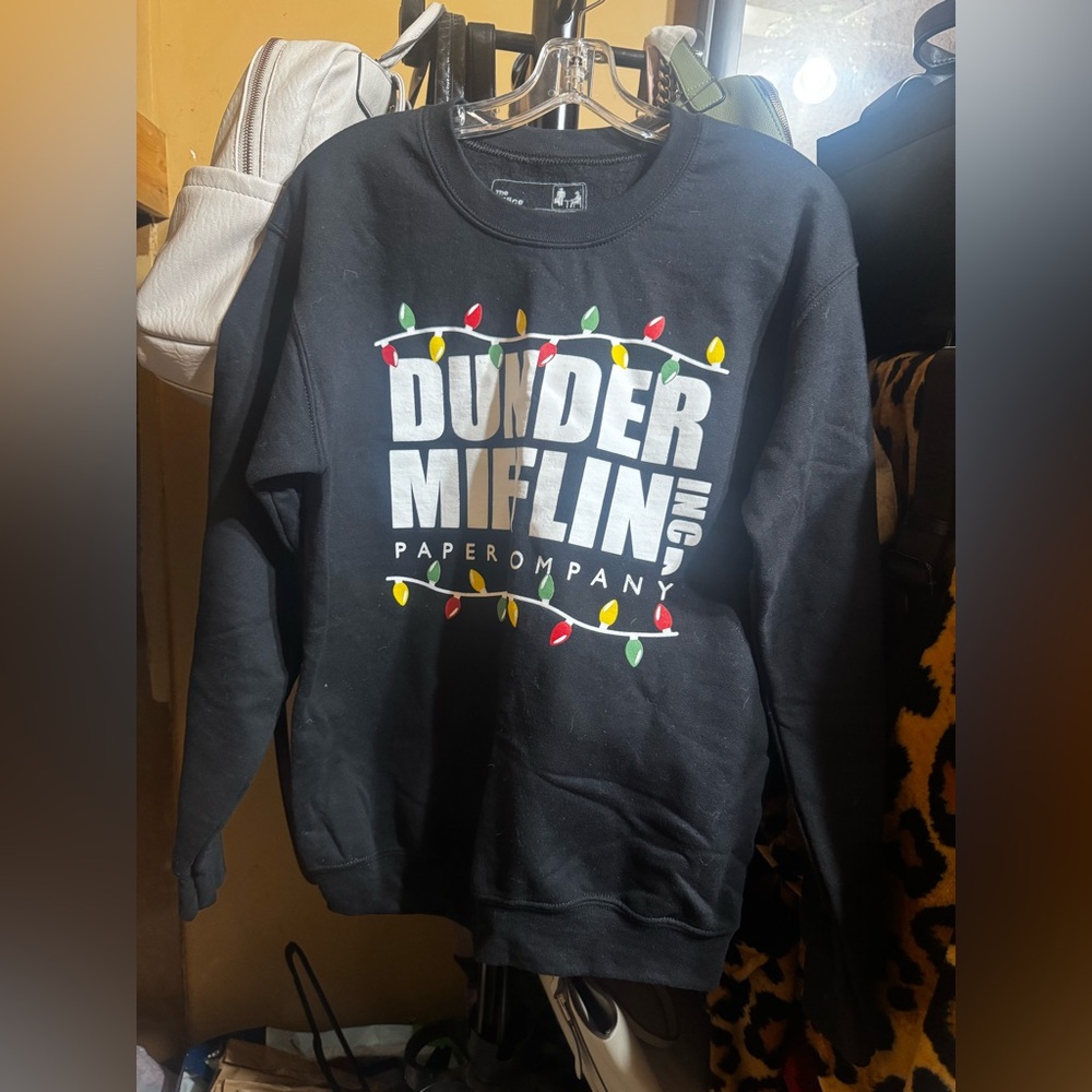 Ripple Junction Black Crewneck Sweater with Festive Lights